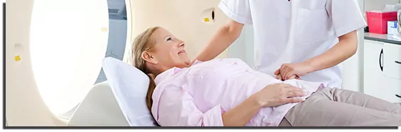 Woman about to receive an MRI