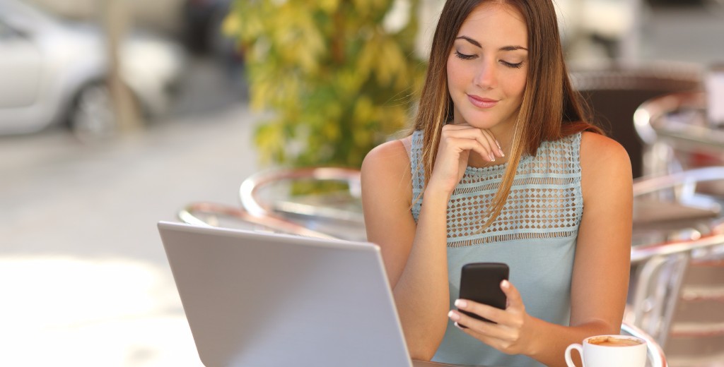 Woman looking at her cell phone
